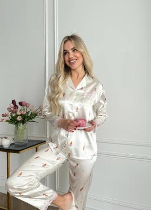 Женская пижама шелк армани1 фото