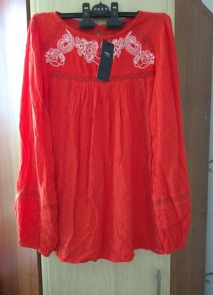Новая женская блузка с вышивкой m&s