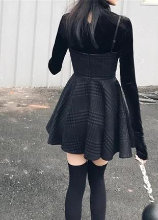 Міні плаття шнурівка сукня пишна юбка в клітку4 фото