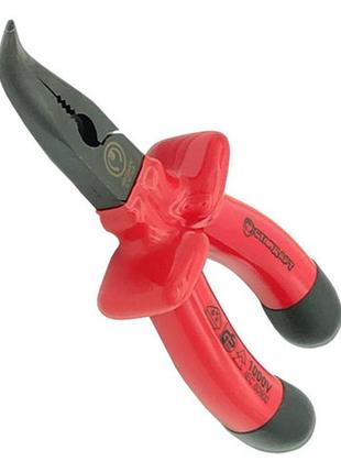 Плоскогубці з подовженими губками 6" загнуті, ізольовані ручки 1000 в стандарт ibn0106