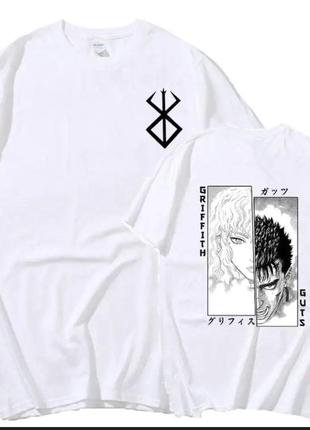 Аниме футболка в японском стиле харадзюка с принтом берсерк l, белый