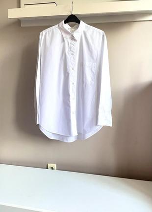 Удлиненная белая рубашка-оверсайз1 фото