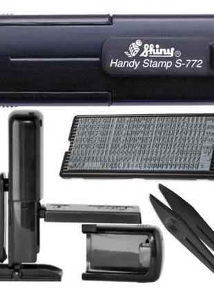 Самонабірний штамп 38х14 мм, 4-х рядковий кишеньковий чорний, shiny handy stamp s-772