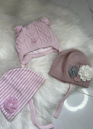 Шапочки для девочки 0-3 месяца. шапочки для новорожденной девочки