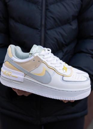 Nike air force 1 shadow white yellow2 фото