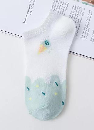 0462 білі з м'ятним жіночі шкарпетки, шкарпеточки з низькою посадкою літні