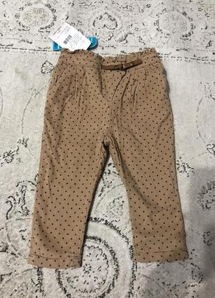 Бежеві штани вельветові, в горошок, 74-80 см, 9-12 міс, lc waikiki1 фото