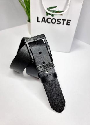 Ремень пояс мужской кожаный в стиле lacoste / ремень пояс мужественный кожаный чорный в стиле lacoste