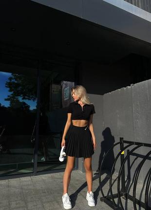 Костюм спортивный юбка юбка теннисная топ футболка поло укороченная