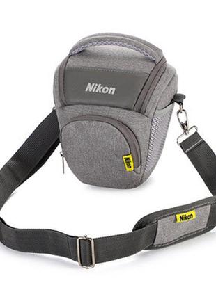 Сумка для фотоаппарата nikon никон противоударная серый ( код: ibf070s )