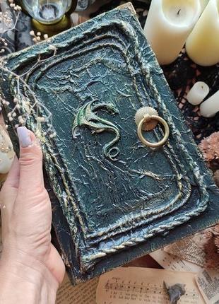 Гримуар "дракон", книга заклинань, блокнот ручної роботи ( під замовлення)6 фото