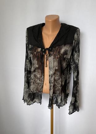 Блуза напівпрозора мереживо-готик готична з підплічниками вінтаж 90е