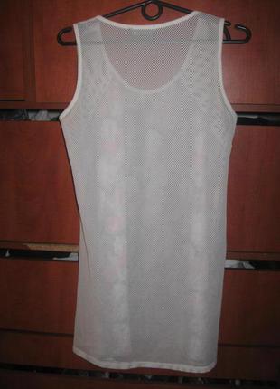 Сукня-футболка пляжне квітковий принт біло-рожеве3 фото