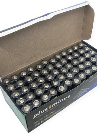 Батарейки солевые пальчиковые большие аа r06 plus-minus упаковка набор 60 штук