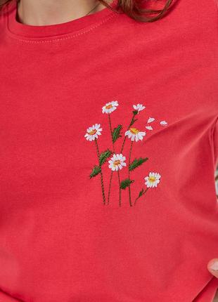 Футболка с ромашками. футболка с вышивкой. женская футболка с вышивкой3 фото