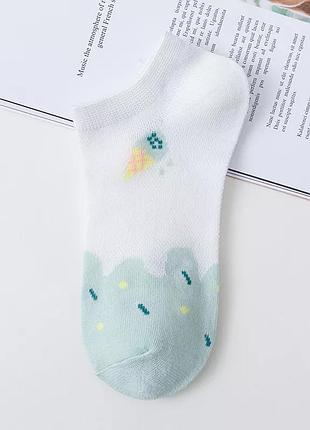 0462 білі з м'ятним жіночі шкарпетки, шкарпеточки з низькою посадкою