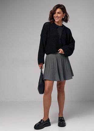 Женская качественная серая короткая юбка мини плиссе4 фото