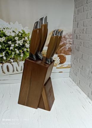 Набір кухонних ножів maxmark, на дерев'яній підставці, 6 предметів4 фото