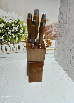 Набір кухонних ножів maxmark, на дерев'яній підставці, 6 предметів5 фото