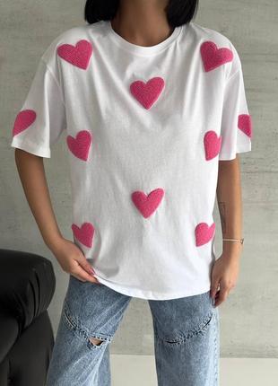 Женская футболка розовое сердце