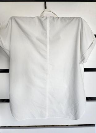 Белая рубашка оверсайз zara коттон6 фото