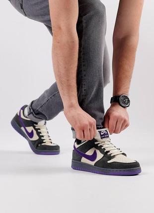 Мужские кроссовки nike sb dunk low x otomo katsuhiro grey purple, мужские кеды найк серые, мужская обувь