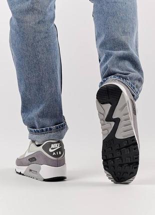 Мужские кроссовки nike air max 90 surplus new gray, мужские замшевые текстильные кеды найк серые мужская обувь4 фото
