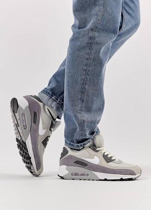 Мужские кроссовки nike air max 90 surplus new gray, мужские замшевые текстильные кеды найк серые мужская обувь2 фото