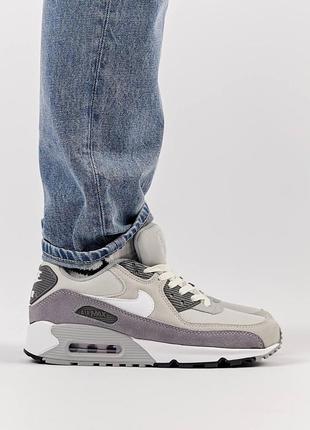 Мужские кроссовки nike air max 90 surplus new gray, мужские замшевые текстильные кеды найк серые мужская обувь3 фото