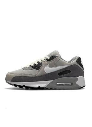 Мужские кроссовки nike air max 90 surplus new gray, мужские замшевые текстильные кеды найк серые мужская обувь8 фото