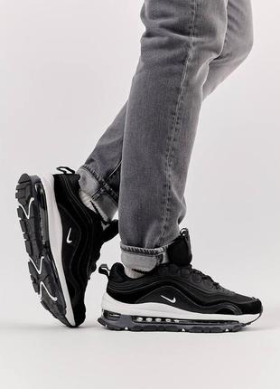 Мужские кроссовки кожа текстиль nike air max 97 futura black white, мужские кеды найк черные, мужская обувь