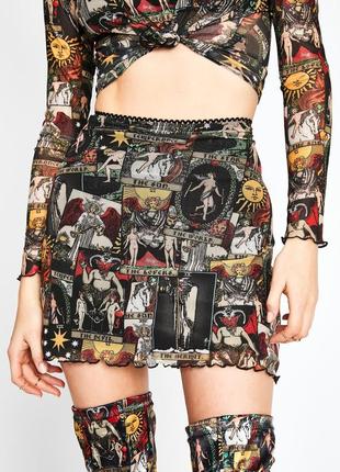 Юбка dollskill с картами таро horoskopez готическая mini-спидница killstar альт anime астрология гороскоп1 фото