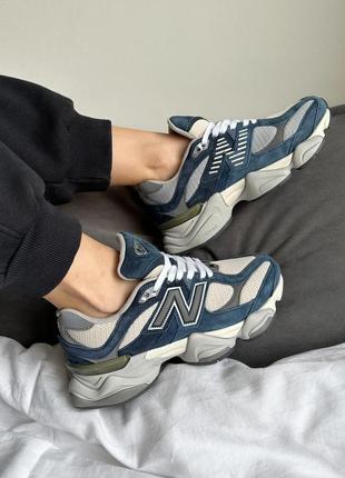 Трендовые женские кроссовки new balance 9060 natural indigo синие1 фото