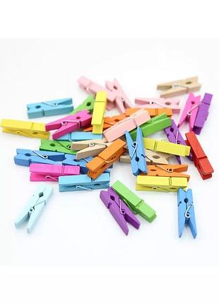 Прищіпка міні декоративна кольорова 50шт набір