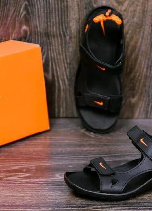 Чоловічі шкіряні сандалі nike ns orange2 фото