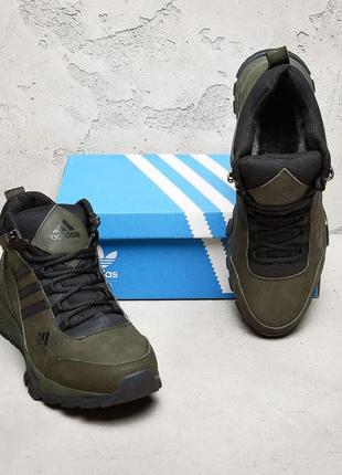 Чоловічі зимові шкіряні черевики  green adidas10 фото