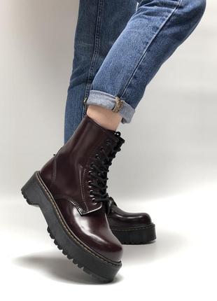 Ботинки женские dr. martens jadon бордовые (др. мартинс жадон, черевики)1 фото