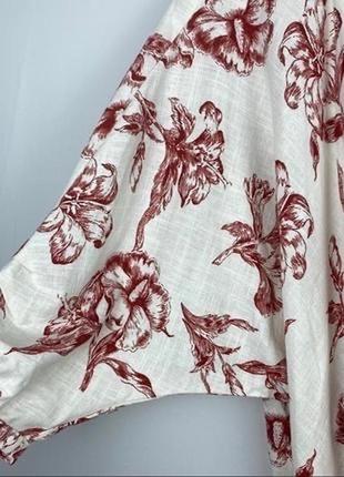 Zara  блузка топ на запах из смесового льна10 фото