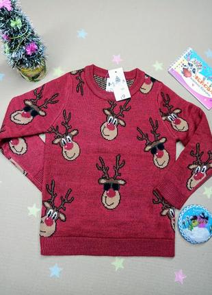 Теплий атмосферний новорічний светр світшот кофта з оленями george