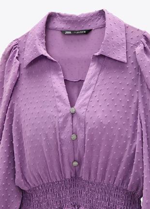 Воздушное сиреневое платье с плиссированной юбкой zara лиловое фиолетовое шифоновое платье плиссе3 фото
