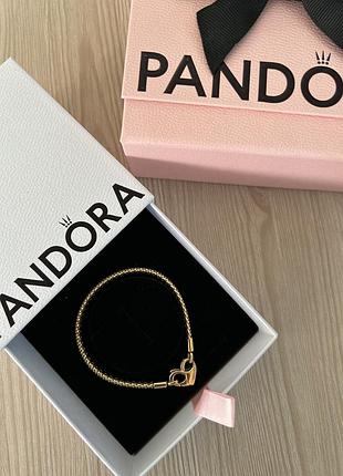 Рельефный браслет pandora оригинал позолота