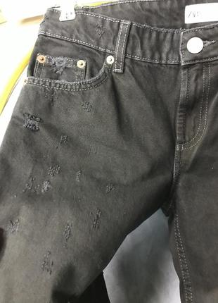 Прямые джинсы со средней посадкой рваные jeans zara5 фото