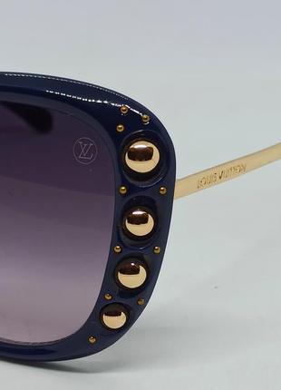 Очки в стиле louis vuitton женские солнцезащитные фиолетовый градиент в синей оправе3 фото