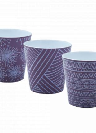 Вазон зі вставкою "деко" 13*12,5 см. з декором (етно: фіолетовий)