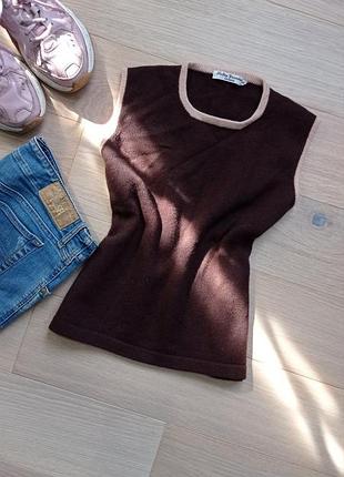 Кашемировая жилетка жилет безрукавная футболка 100% кашемир shelley greensted cashmere размер с