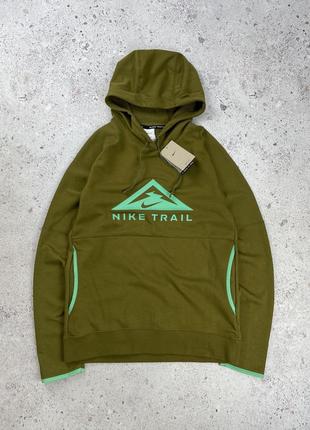 Nike dri-fit trail magic hour olive hoodie мужская кофта худи оригинал