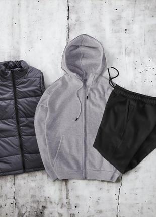 Весенний комплект 3в1: костюм (сип худи + штаны) + жилетка