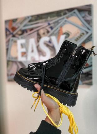 Ботинки dr. martens jadon fur black лак черевики мех2 фото