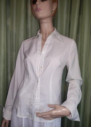 Блуза, рубашка белая женская классическая, молочного цвета,андр 8-10