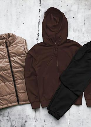 Весняний комплект 3в1: костюм (зіп худі + штани) + жилетка